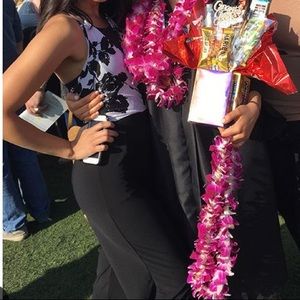 Black and white elegant floral jumpsuit